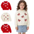 thumbnail image 1 of Crunowin Girls Long Sleeve Sweater Sparkle Faux Fur Blend Warm Kids Cozy Sweaters Red Size 2T, 1 of 1