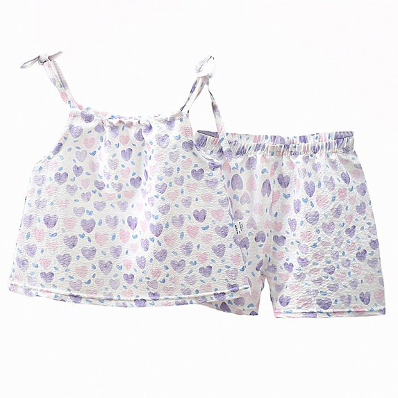 Crunowin Girls Outfit Sets Lightweight Sleeveless Round Neck Tank Top and Elastic Waist Shorts Lightweight Purple Size 7