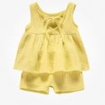 thumbnail image 1 of Crunowin Girls’ Outfit Sets Lightweight Sleeveless Tank Top and Elastic Waist Shorts All-Day Wear Yellow Size 3T, 1 of 2