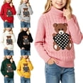 thumbnail image 1 of Crunowin Girls Pullover Sweater Bear Print Half Turtleneck Fall Winter Soft Kids Base Tops Black Size 3T, 1 of 8