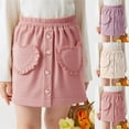 thumbnail image 1 of Crunowin Girls Short Skirts Solid Color Heart Elastic Waist Summer Everyday Skirts Beige Size 2T, 1 of 7