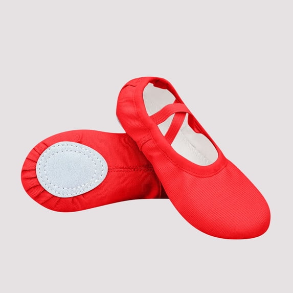 Crunowin Girls' Soft Sole Ballet Shoes Solid Color Lightweight Gym & Yoga Dance Shoes Red Size 5.5 Years