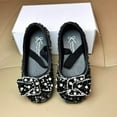 thumbnail image 1 of Crunowin Girls' Soft Sole Crystal Shoes Sparkling Rhinestones Little Leather Summer Princess Dress Shoes Black Size 8 Years, 1 of 4