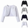 thumbnail image 1 of Crunowin Girls Sparkle Knit Cardigans One Button Rhinestone Bow Fall Casual Everyday Lightweight Jackets Navy Size 5-6 Years, 1 of 10