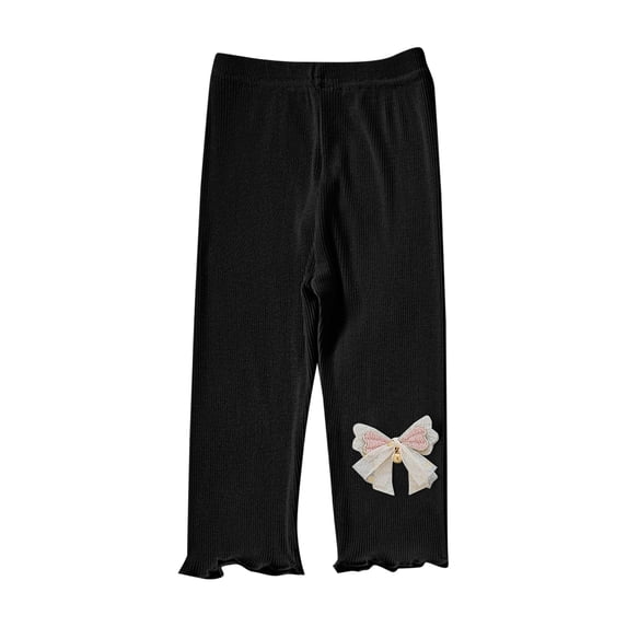 Crunowin Girls Sporty Casual Pants Lightweight Elastic Waist Breathable Design Trendy Comfort Pants Black Size 4 Years