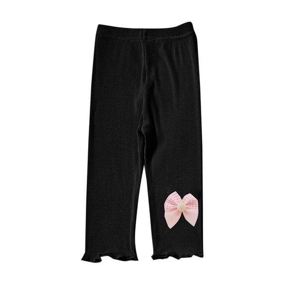 Crunowin Girls Sporty Casual Pants Lightweight Elastic Waist Breathable Design Trendy Comfort Pants Black Size 6 Years