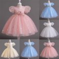 thumbnail image 1 of Crunowin Girls Summer Dress Sleeveless Round Neck Tulle Fabric Layered Tutu Skirt Birthday Party Gown White Size 5/6, 1 of 8