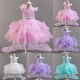 thumbnail image 1 of Crunowin Girls Summer Dress Sleeveless Round Neck Tulle Fabric Long Train & Sparkly Birthday Stage Formal Gown Green Size 5/6, 1 of 6