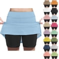 thumbnail image 1 of Crunowin Girls Summer Skorts High Waist A-Line Two-Piece Solid & Color Block Sporty Skorts Sky Blue Size 8, 1 of 6