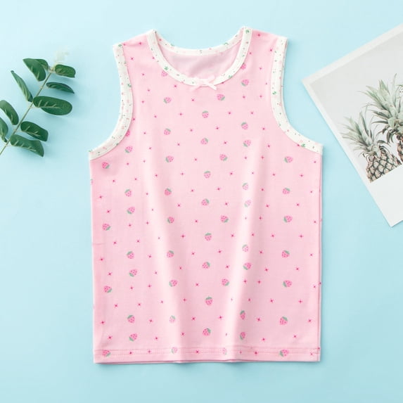 Crunowin Girls Summer Tank Tops Cotton Printed Sleeveless Lightweight Casual Comfort Top Pink Size 3T
