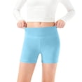 thumbnail image 1 of Crunowin Girls Yoga Shorts High Waist Cycling Pockets Lightweight Sporty Everyday Wear Pants Light Blue Size 9-10 Years, 1 of 6
