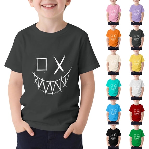 Crunowin Graphic Print Tee for Boys (3-16), Casual Short Sleeve Pullover Tops Summer Crew Neck T-shirts Yellow 3-4Years