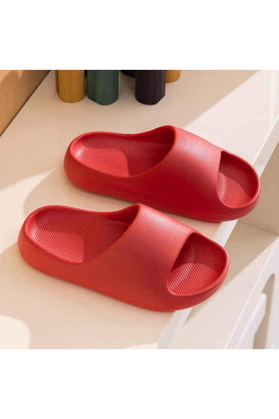 Kids Bathroom Slippers, Reversible Design Thickened Sole Summer Style Indoor Bath Slippers Red