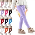 thumbnail image 1 of Crunowin Kids Thermal Fleece Leggings, Loose Elastic Waist Plush Soft Lined Kids Fall Winter Pants Pink 12 T, 1 of 9