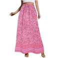 thumbnail image 1 of Crunowin Long Skirts for Women Floral Print High Waist Summer Beach Bohemian A Line Maxi Skirts Pink Size L, 1 of 6
