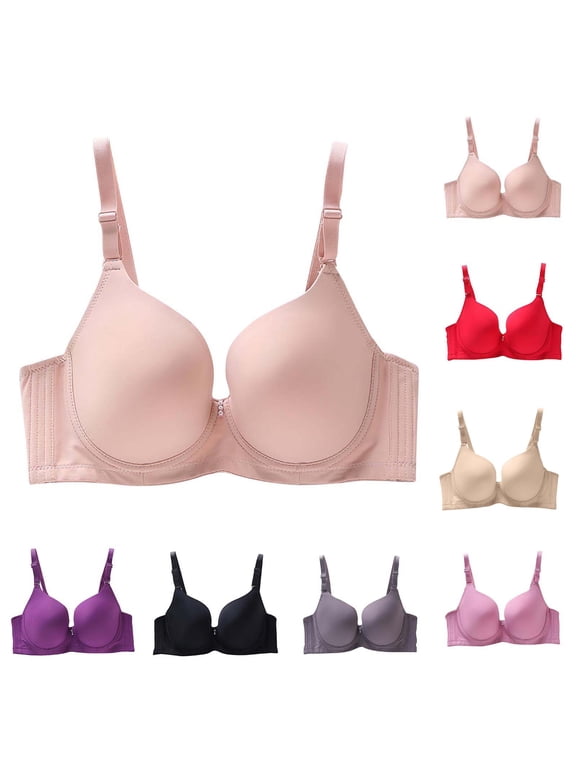 Plus Size Bra for Women with Underwire, Casual Daily Push up Bra Khaki 80C