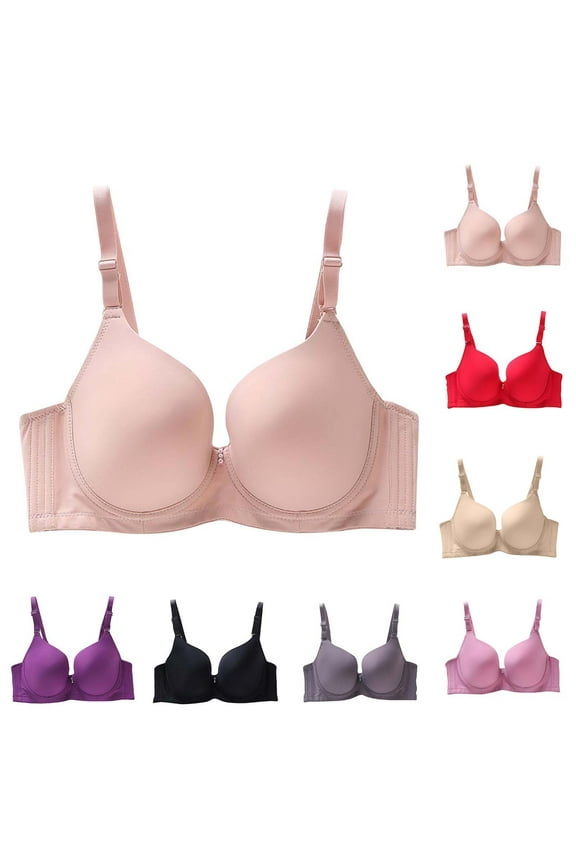 Plus Size Bra for Women with Underwire, Casual Daily Push up Bra Purple 75C