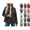 thumbnail image 1 of Crunowin Quilted Jacket for Women, Casual Buttoned Long Sleeve Padded Coats Casual Fall Winter Outwear Black L, 1 of 10