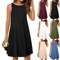 thumbnail image 1 of Crunowin Summer Dresses for Women Casual Crew Neck Beach Boho Sleeveless Tank Sundresses Black Size L, 1 of 9