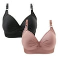 thumbnail image 1 of Crunowin Wireless Bra 2Pc Women's Plus Size, Solid Color Non-Steel Ring Gathering Casual Comfort Bras Pink 44/100BC, 1 of 6