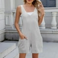 thumbnail image 1 of Crunowin Women Casual V-neck Rompers Overalls Sleeveless Summer Jumpsuits with Pockets Gray Size L, 1 of 8
