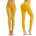 thumbnail image 1 of Crunowin Women Fashion Leggings, High Waist Comfortable Solid Color Workout Yoga Leggings Yellow S, 1 of 7