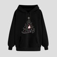 thumbnail image 1 of Crunowin Women Hooded Sweatshirts, Christmas Printed Long Sleeve Loose Fit Fashion Pullover Tops Black L, 1 of 3