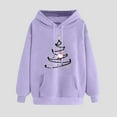 thumbnail image 1 of Crunowin Women Hooded Sweatshirts, Long Sleeve Christmas Printed Loose Fit Fashion Pullover Tops Purple XXL, 1 of 3