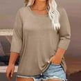 thumbnail image 1 of Crunowin Women Plus Size Tops Casual 3/4 Sleeve T Shirts Round Neck Tees Oversized Comfy Loose Fit Tops Khaki Size XL, 1 of 4