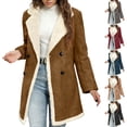 thumbnail image 1 of Crunowin Women Suede Jacket Sherpa Fleece Lined, Faux Leather Coat Mid Length Jacket Casual Winter Outerwear Gray L, 1 of 10