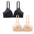 thumbnail image 1 of Crunowin Women's Adjustable Bra 2 Pack, No Underwire Solid Color Traceless Breathable Comfort Daily Underwear Beige L, 1 of 8