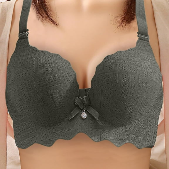 Crunowin Women's Adjustable Bra, Solid Color Traceless Sexy Push Up No Underwire Comfort Daily Underwear Army Green S