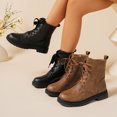 thumbnail image 1 of Crunowin Women's Ankle Boots, Front Lace-Up Chunky Low Heel Casual Winter Round Toe Everyday Shoes Brown 7.5, 1 of 10