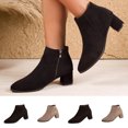 thumbnail image 1 of Crunowin Women's Ankle Boots, Pointed Toe Suede Chunky Heel Plus Size Fall Winter Comfort Shoes Black 5.5, 1 of 10