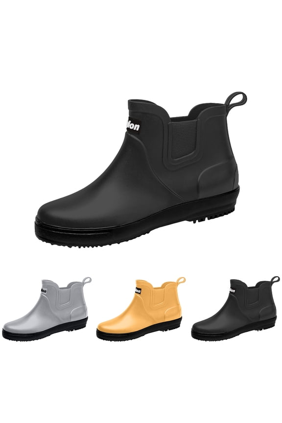 Women's Ankle Rain Boots, Comfortable Sole Casual Everyday Versatile Lightweight Waterproof Shoes Black 8