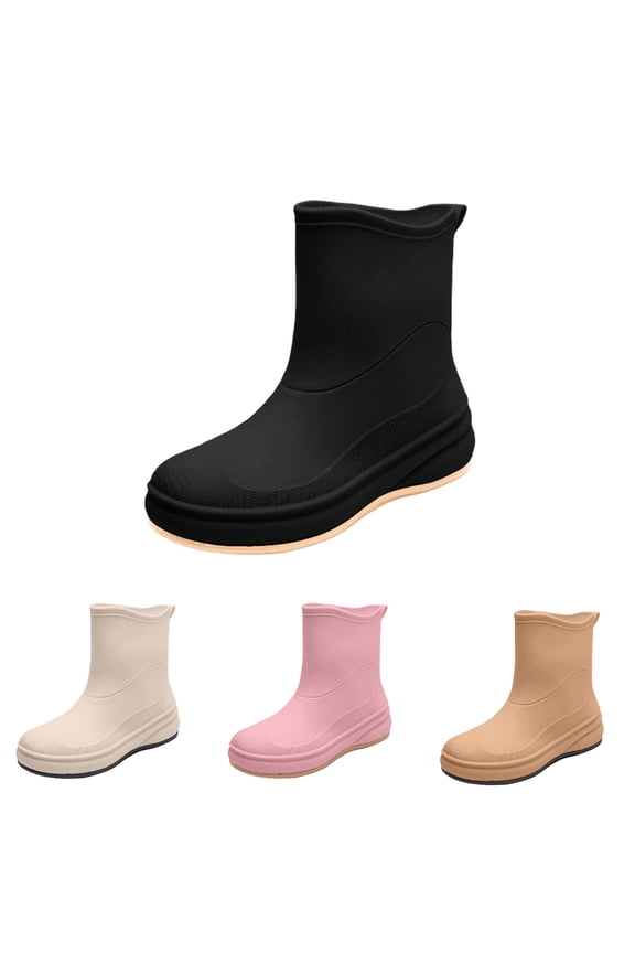 Women's Ankle Rain Boots, Outdoor Casual Durable Non-Slip Durable Waterproof Shoes Pink 6.5