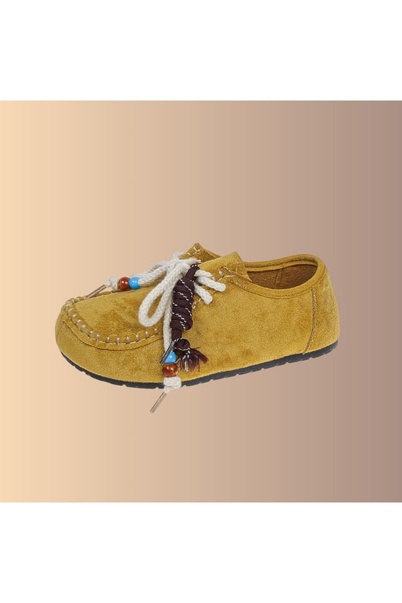Women's Beaded Slippers, Ethnic Pattern Beads Design Laced Closure Casual Outdoor Flats Yellow