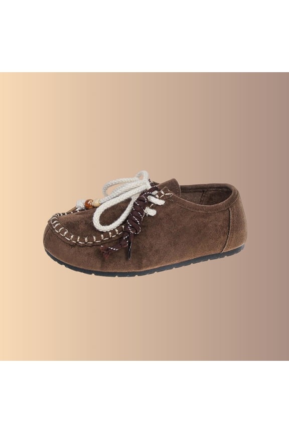 Women's Beaded Slippers, Laced Closure Ethnic Pattern Beads Design Casual Outdoor Flats Brown