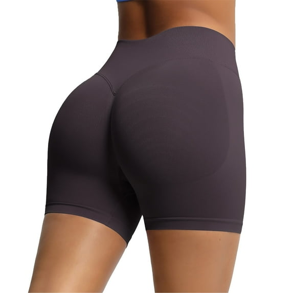 Crunowin Women's Biker Shorts Quick Dry Sport Yoga Shorts Casual High-Waisted Workout Leggings Brown Size XS