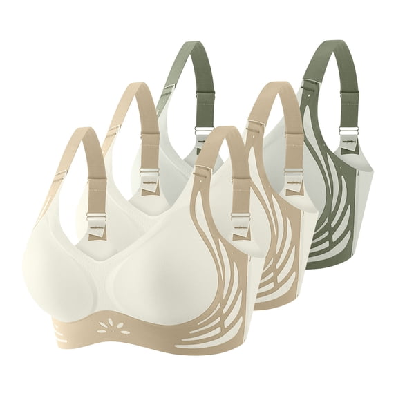 Crunowin Women's Bras 3 Pack, Seamless Underwear Full Support Comfortable Breathable Bra Green L