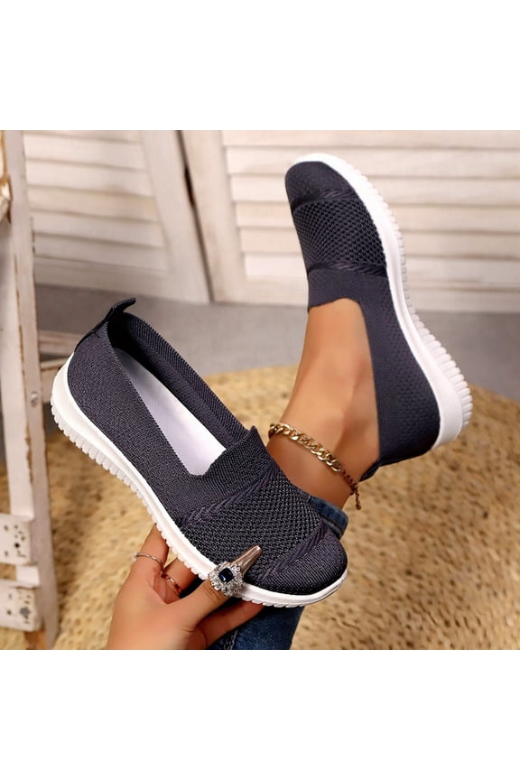 Women's Canvas Wedge Heel Shoes, Lightweight Canvas Spring/Summer Soft Sole Everyday Wear Flats Dark Gray