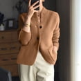 thumbnail image 1 of Crunowin Women's Cardigan Sweater, Long Sleeve Cozy Comfort Loose Fit Solid Color V Neck Button Casual Pullover Tops Brown XL, 1 of 6