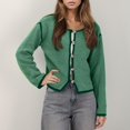 thumbnail image 1 of Crunowin Women's Cardigan Sweater, Long Sleeve Cozy Comfort Solid Color Crewneck Button Loose Fit Casual Pullover Tops Green L, 1 of 8