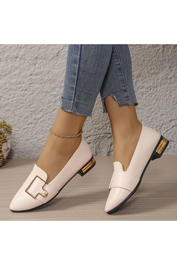Women's Casual Flats Extra Large Sizes Pointed Toe Toe & Heel Cap Slip-On Soft Sole Shoes White Size7