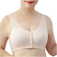 thumbnail image 1 of Crunowin Women's Casual Front Closure Comfort Bra, Solid Color Plus Size Breathable Lingerie Wire Free Everyday Underwear Beige L, 1 of 2