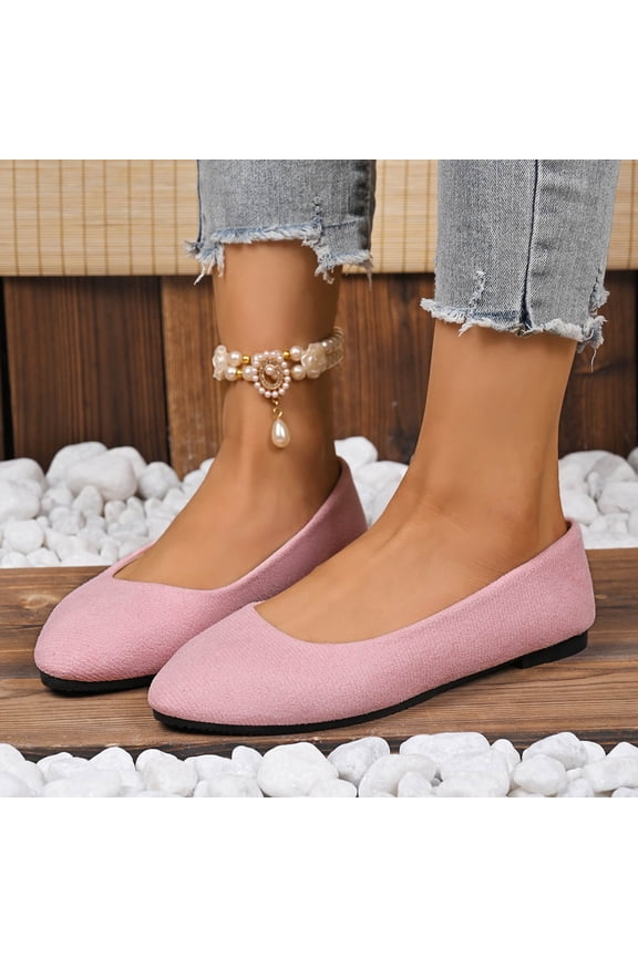 Women's Closed Toe Loafers, Plus Size Round Toe Flat Sole Comfortable Casual Shoes Pink