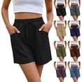 thumbnail image 1 of Crunowin Women’s Cotton Blend Casual Shorts Breathable Comfortable Shorts with Adjustable Drawstring and Functional Side Pockets Black Size M, 1 of 9