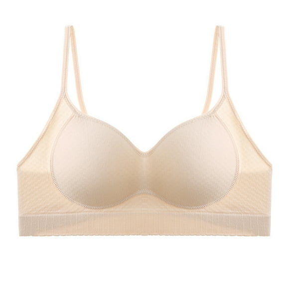Crunowin Women's Daily Bra, No Underwire Backless Seamless Push-Up Bra Khaki Free Size
