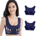 thumbnail image 1 of Crunowin Women's Elasticity Bra 2 Pack, Push Up Breathable Wire Free Comfort Traceless Breathable Everyday Underwear Navy L, 1 of 9