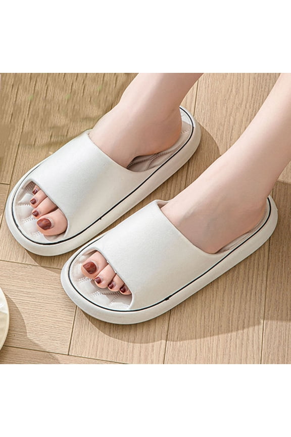 Women's Eva Bath Slippers, Spring/Summer Odor Resistant Diamond Pattern Home Bath Slippers White